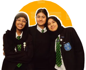 Students in orange circle