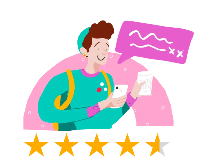 Tutor texting with coffee 4.6 stars