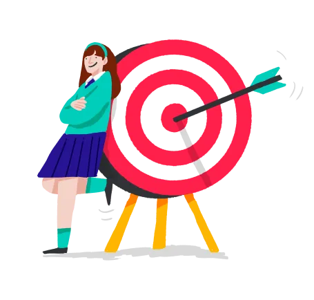 Illustration of a student and a target