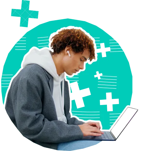 Missing pieces student on laptop
