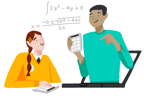 Illustration of a student and maths tutor