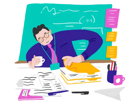 Illustration of a teacher marking work