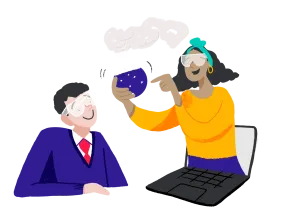 illustration of a student and science tutor