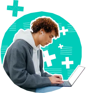 Missing pieces student on laptop