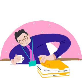happy teacher pink semi circle